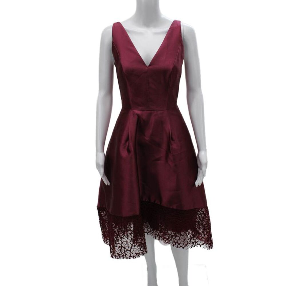 Monique Lhuillier Women Fit & Flare Purple V-Neck Sleeveless Dress Size 2
